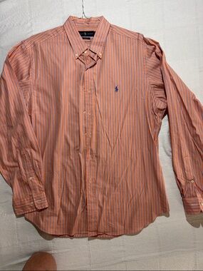 Ralph Lauren, men, Classic fit, Orange and Navy Striped Button-Down Dress Shirt